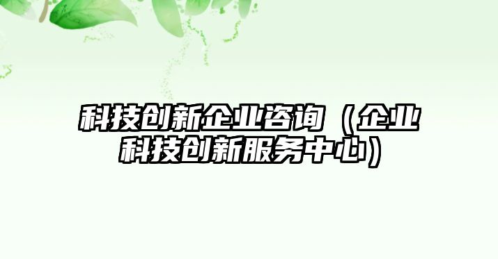 科技創(chuàng)新企業(yè)咨詢（企業(yè)科技創(chuàng)新服務(wù)中心）