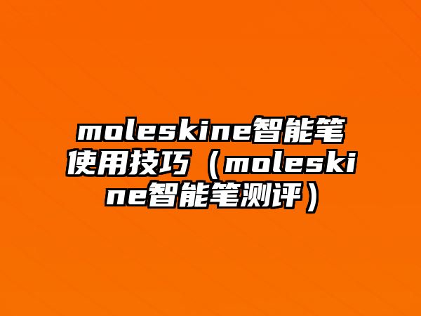 moleskine智能筆使用技巧（moleskine智能筆測評）