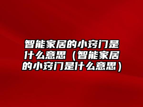 智能家居的小竅門是什么意思（智能家居的小竅門是什么意思）