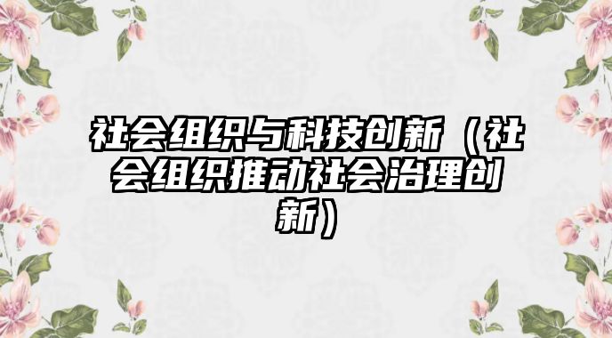 社會(huì)組織與科技創(chuàng)新（社會(huì)組織推動(dòng)社會(huì)治理創(chuàng)新）