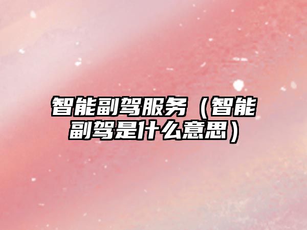 智能副駕服務(wù)（智能副駕是什么意思）