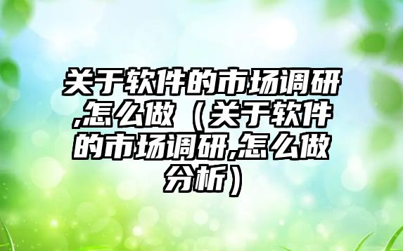 關于軟件的市場調(diào)研,怎么做（關于軟件的市場調(diào)研,怎么做分析）