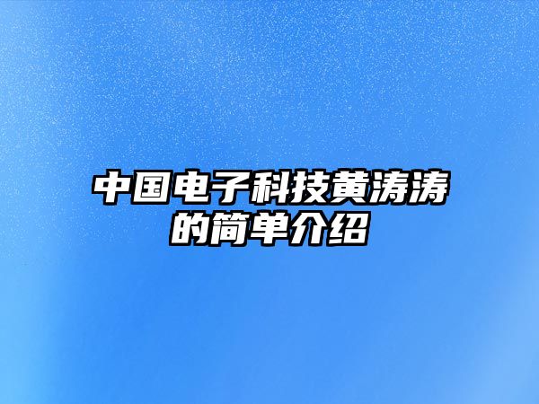 中國(guó)電子科技黃濤濤的簡(jiǎn)單介紹