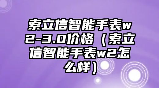 索立信智能手表w2-3.0價格（索立信智能手表w2怎么樣）