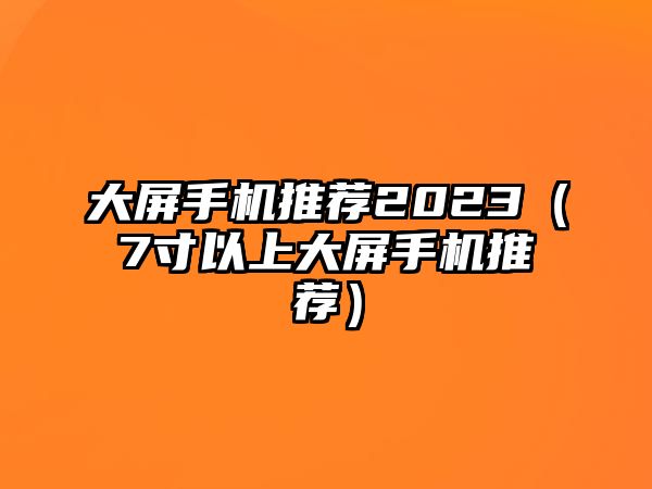 大屏手機(jī)推薦2023（7寸以上大屏手機(jī)推薦）