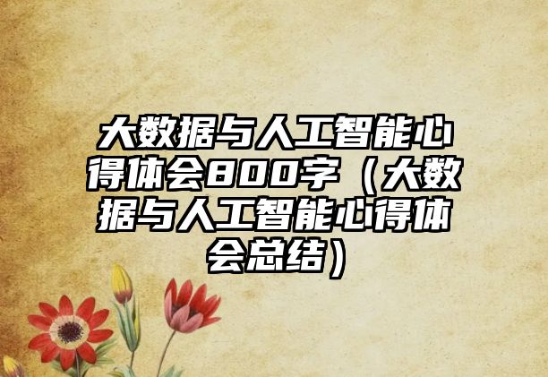 大數據與人工智能心得體會800字（大數據與人工智能心得體會總結）