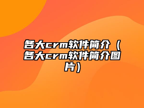 各大crm軟件簡介（各大crm軟件簡介圖片）