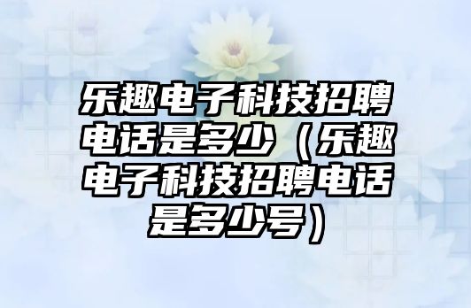 樂趣電子科技招聘電話是多少（樂趣電子科技招聘電話是多少號）