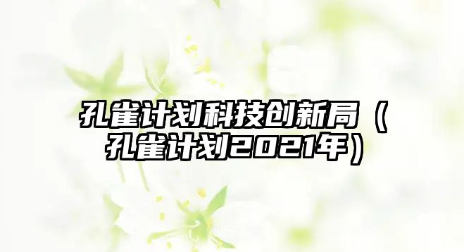 孔雀計(jì)劃科技創(chuàng)新局（孔雀計(jì)劃2021年）