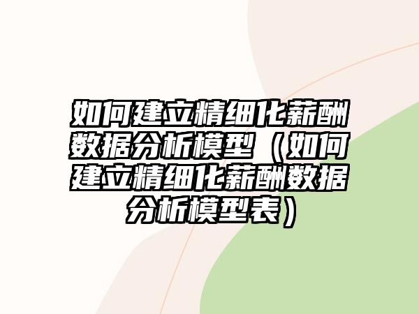 如何建立精細(xì)化薪酬數(shù)據(jù)分析模型（如何建立精細(xì)化薪酬數(shù)據(jù)分析模型表）