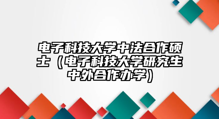 電子科技大學(xué)中法合作碩士（電子科技大學(xué)研究生中外合作辦學(xué)）