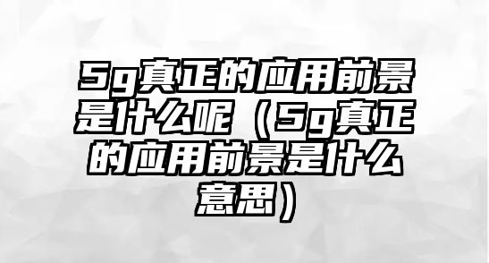 5g真正的應(yīng)用前景是什么呢（5g真正的應(yīng)用前景是什么意思）