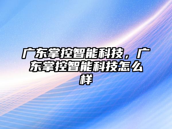 廣東掌控智能科技，廣東掌控智能科技怎么樣