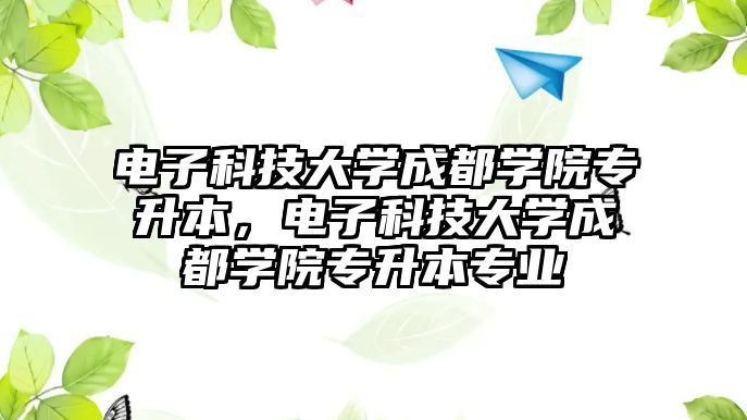 電子科技大學(xué)成都學(xué)院專升本，電子科技大學(xué)成都學(xué)院專升本專業(yè)