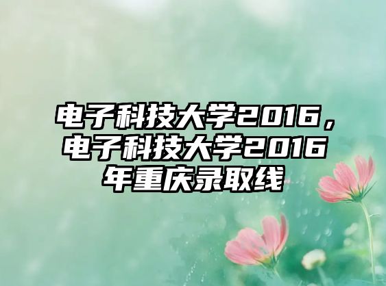 電子科技大學(xué)2016，電子科技大學(xué)2016年重慶錄取線