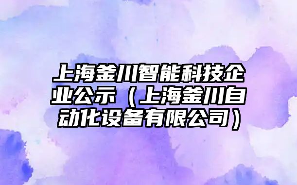 上海釜川智能科技企業(yè)公示（上海釜川自動化設備有限公司）