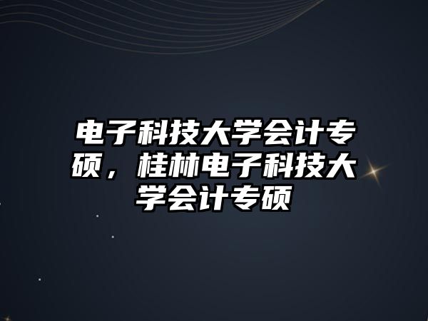 電子科技大學(xué)會(huì)計(jì)專碩，桂林電子科技大學(xué)會(huì)計(jì)專碩