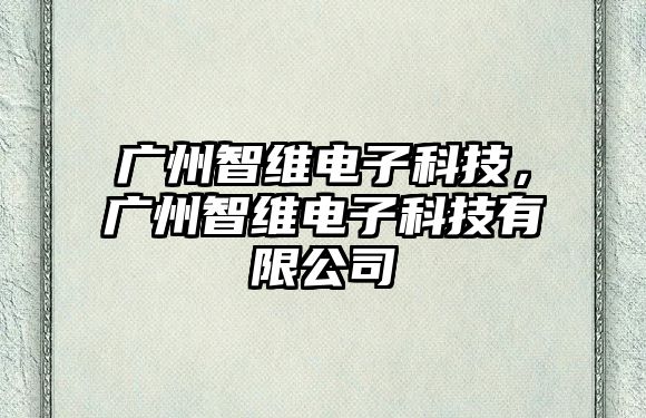 廣州智維電子科技，廣州智維電子科技有限公司