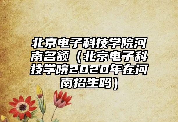 北京電子科技學院河南名額（北京電子科技學院2020年在河南招生嗎）