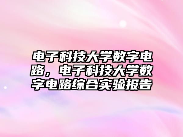 電子科技大學數字電路，電子科技大學數字電路綜合實驗報告