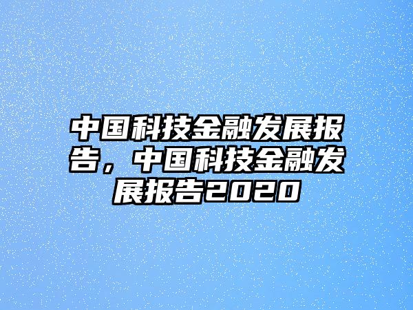 中國(guó)科技金融發(fā)展報(bào)告，中國(guó)科技金融發(fā)展報(bào)告2020