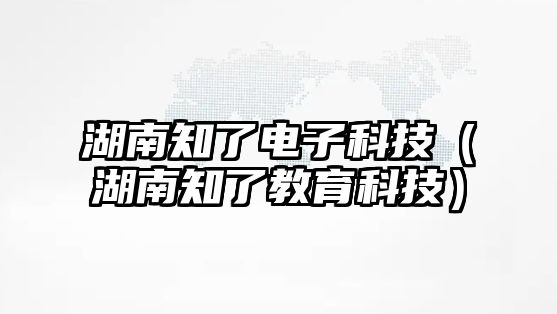 湖南知了電子科技（湖南知了教育科技）