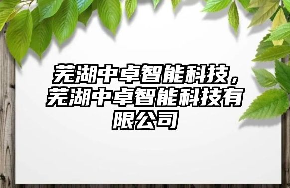 蕪湖中卓智能科技，蕪湖中卓智能科技有限公司