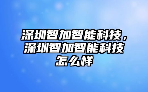 深圳智加智能科技，深圳智加智能科技怎么樣