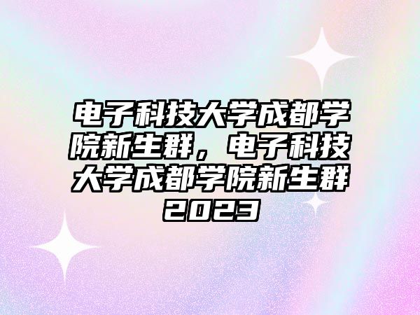 電子科技大學成都學院新生群，電子科技大學成都學院新生群2023