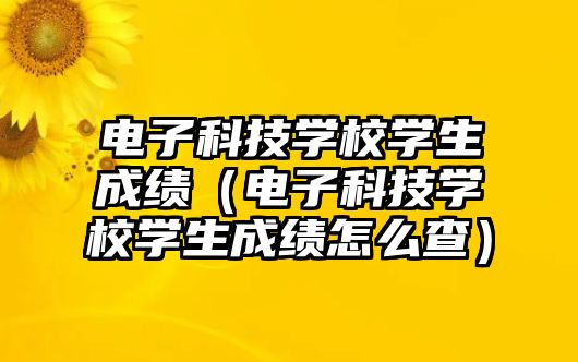 電子科技學校學生成績（電子科技學校學生成績怎么查）