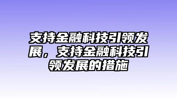 支持金融科技引領發(fā)展，支持金融科技引領發(fā)展的措施