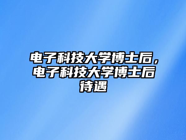 電子科技大學博士后，電子科技大學博士后待遇