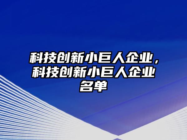 科技創(chuàng)新小巨人企業(yè)，科技創(chuàng)新小巨人企業(yè)名單