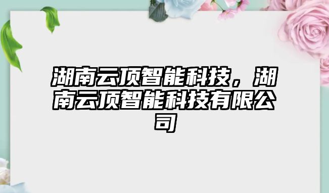 湖南云頂智能科技，湖南云頂智能科技有限公司