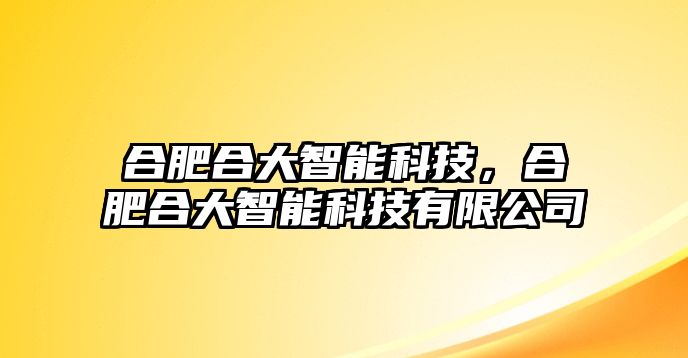 合肥合大智能科技，合肥合大智能科技有限公司