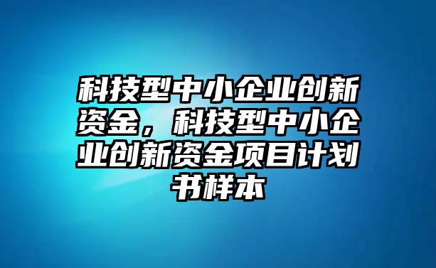 科技型中小企業(yè)創(chuàng)新資金，科技型中小企業(yè)創(chuàng)新資金項(xiàng)目計(jì)劃書(shū)樣本