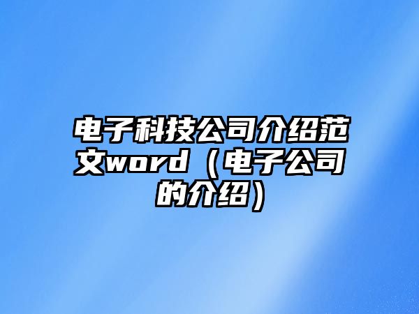 電子科技公司介紹范文word（電子公司的介紹）