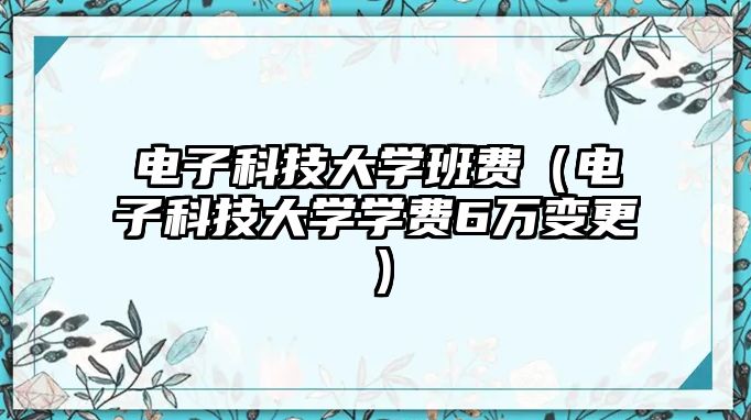 電子科技大學班費（電子科技大學學費6萬變更）