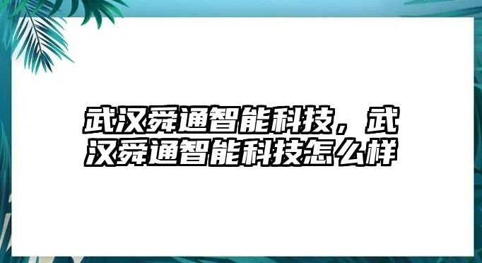 武漢舜通智能科技，武漢舜通智能科技怎么樣