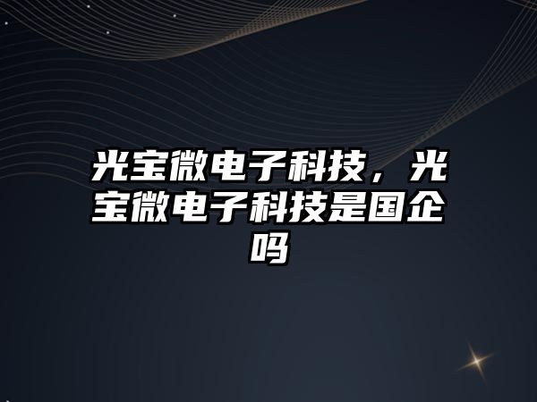 光寶微電子科技，光寶微電子科技是國企嗎