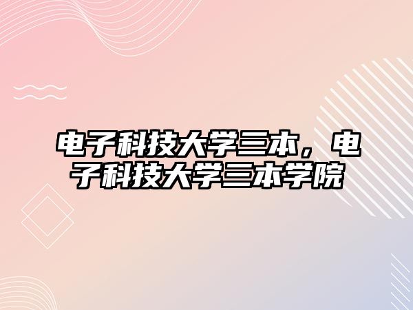 電子科技大學三本，電子科技大學三本學院