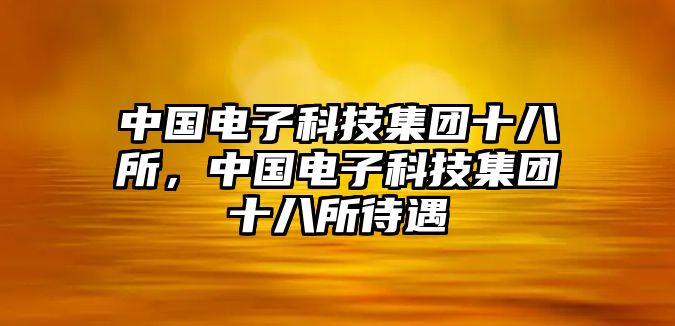 中國電子科技集團(tuán)十八所，中國電子科技集團(tuán)十八所待遇