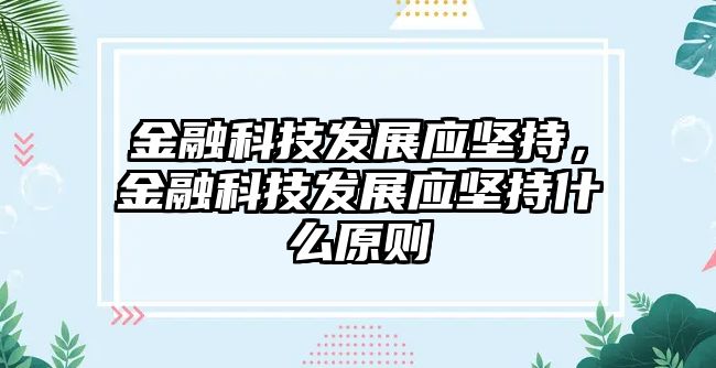 金融科技發(fā)展應(yīng)堅(jiān)持，金融科技發(fā)展應(yīng)堅(jiān)持什么原則