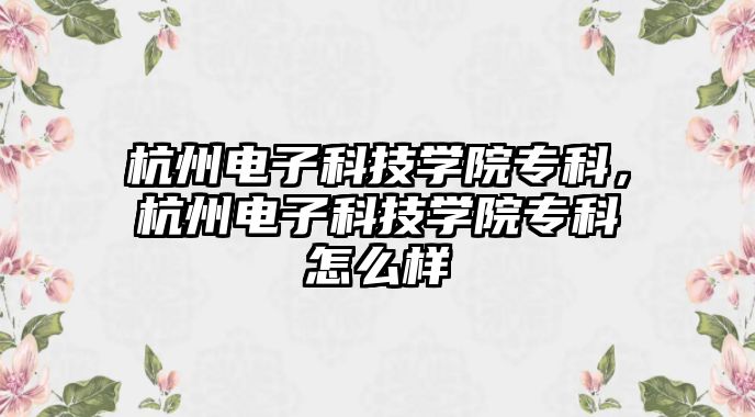 杭州電子科技學院?？?，杭州電子科技學院?？圃趺礃? class=