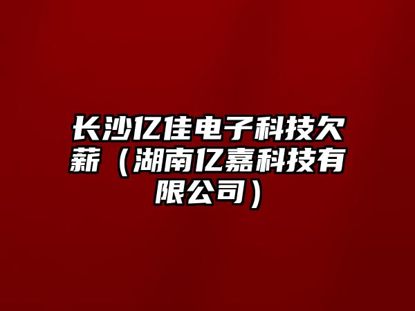 長沙億佳電子科技欠薪（湖南億嘉科技有限公司）