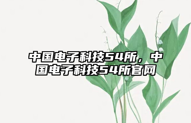 中國電子科技54所，中國電子科技54所官網(wǎng)