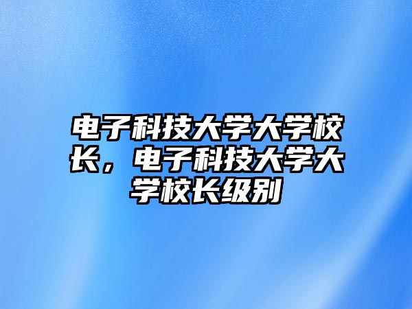 電子科技大學(xué)大學(xué)校長(zhǎng)，電子科技大學(xué)大學(xué)校長(zhǎng)級(jí)別