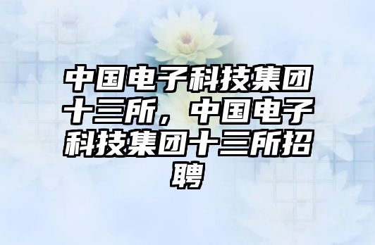 中國電子科技集團十三所，中國電子科技集團十三所招聘