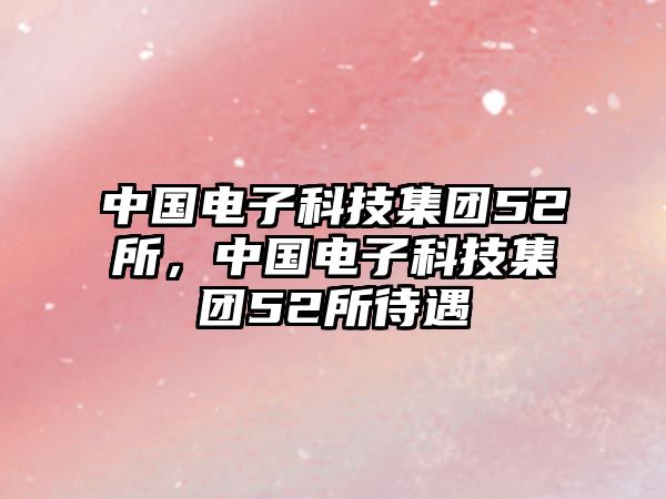 中國(guó)電子科技集團(tuán)52所，中國(guó)電子科技集團(tuán)52所待遇