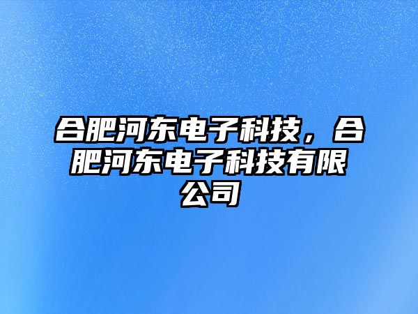 合肥河?xùn)|電子科技，合肥河?xùn)|電子科技有限公司